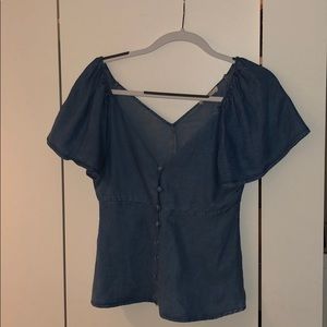 Fitted Denim Appearance Blouse